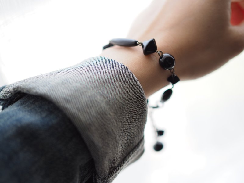 Bracelet手鏈: Miss Elyse Collection Bracelet (Jet黑色) - B040 - 手鍊/手環 - 玻璃 黑色