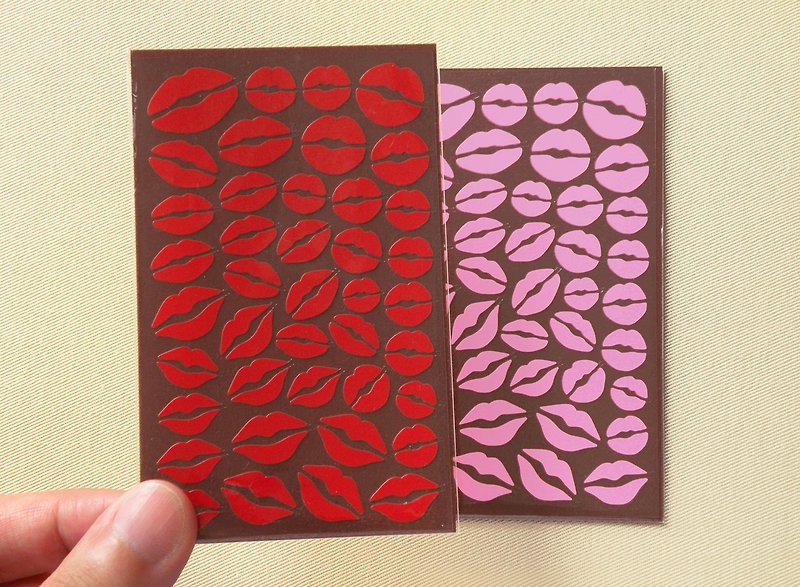 Lip Stickers - Stickers - Waterproof Material Red