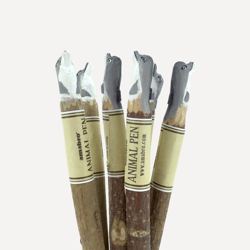 Amabro 動物木雕原子筆・海豚 - 原子筆 - 木頭 