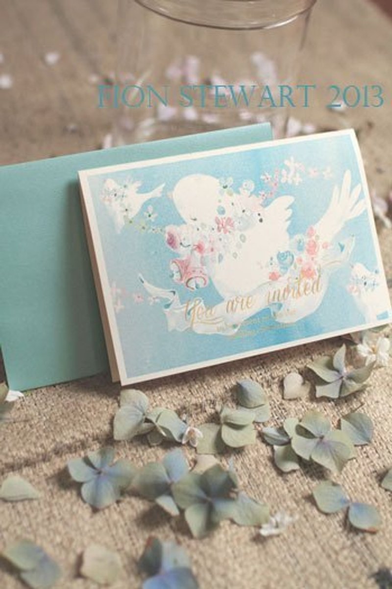 fion stewart精緻婚卡-蒂芬尼的幸福感（客製婚卡區50~99張） - การ์ด/โปสการ์ด - กระดาษ สีน้ำเงิน