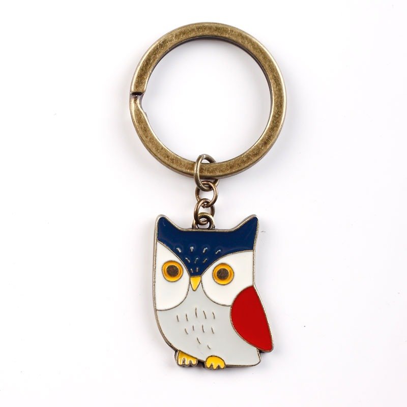 U-PICK original product life bronze owl keychain - red / green creative men and women couple keychain car - Keychains - Other Metals 