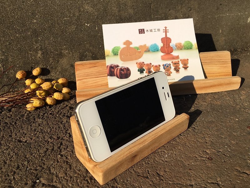 原木木製手機架 - (12cm) - 單個 - 手機/平板支架 - 木頭 咖啡色