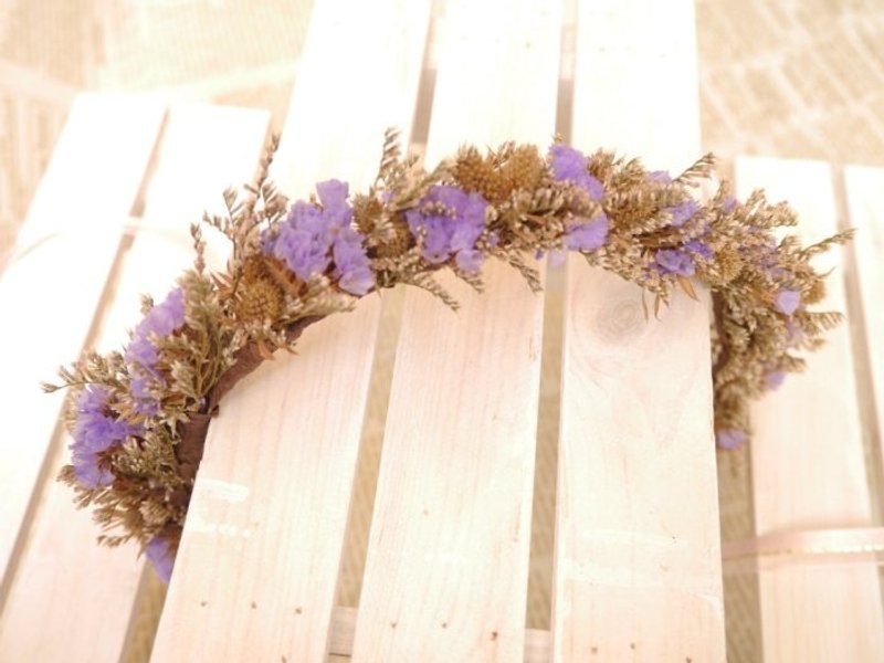 [Hydrangea Studio] ZAKKA handmade purple line dried wreaths and stars garland wedding photography corolla shape - ตกแต่งต้นไม้ - พืช/ดอกไม้ สีม่วง