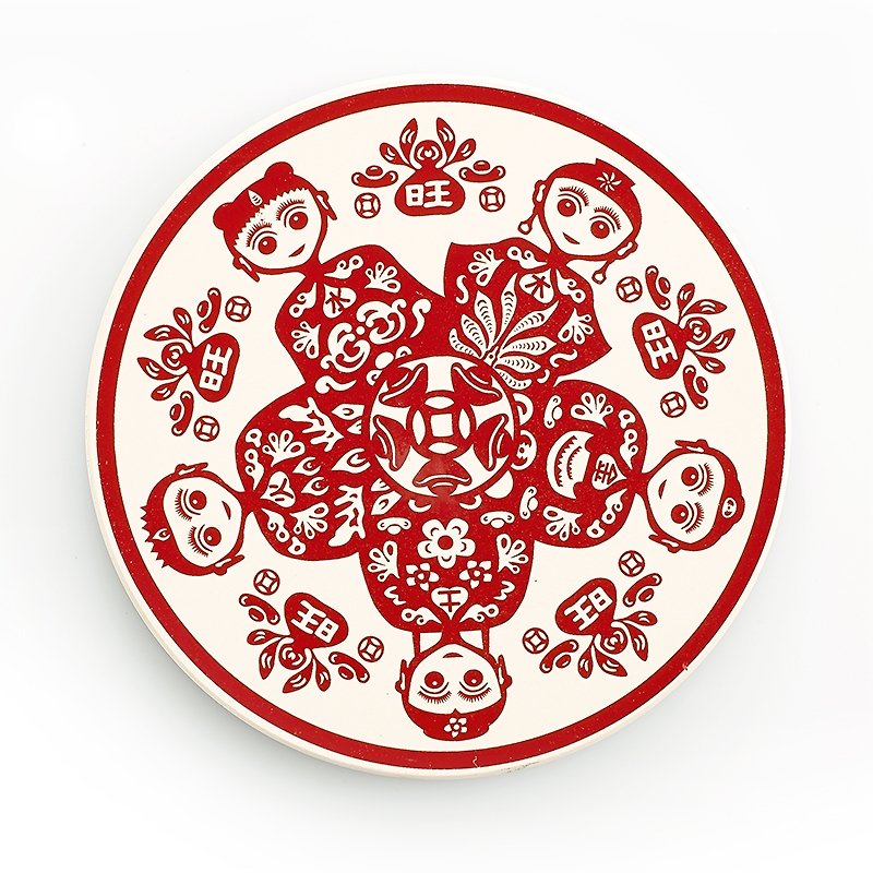 Five Elements Wangtong Absorbent Coaster (revolving from time to time) - Coasters - Other Materials Red