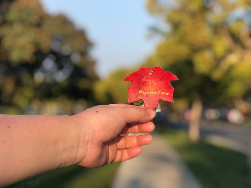 Genuine leather cowhide - Traveler Maple Leaf Bookmark Maple Leaf Red Free customized exclusive English typing service - Luggage Tags - Genuine Leather Red