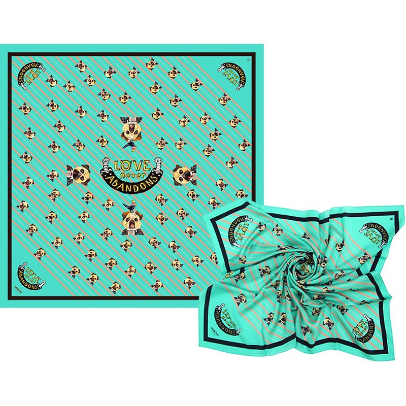 Love Never Abandons 1 square silk scarf - Scarves - Silk Green