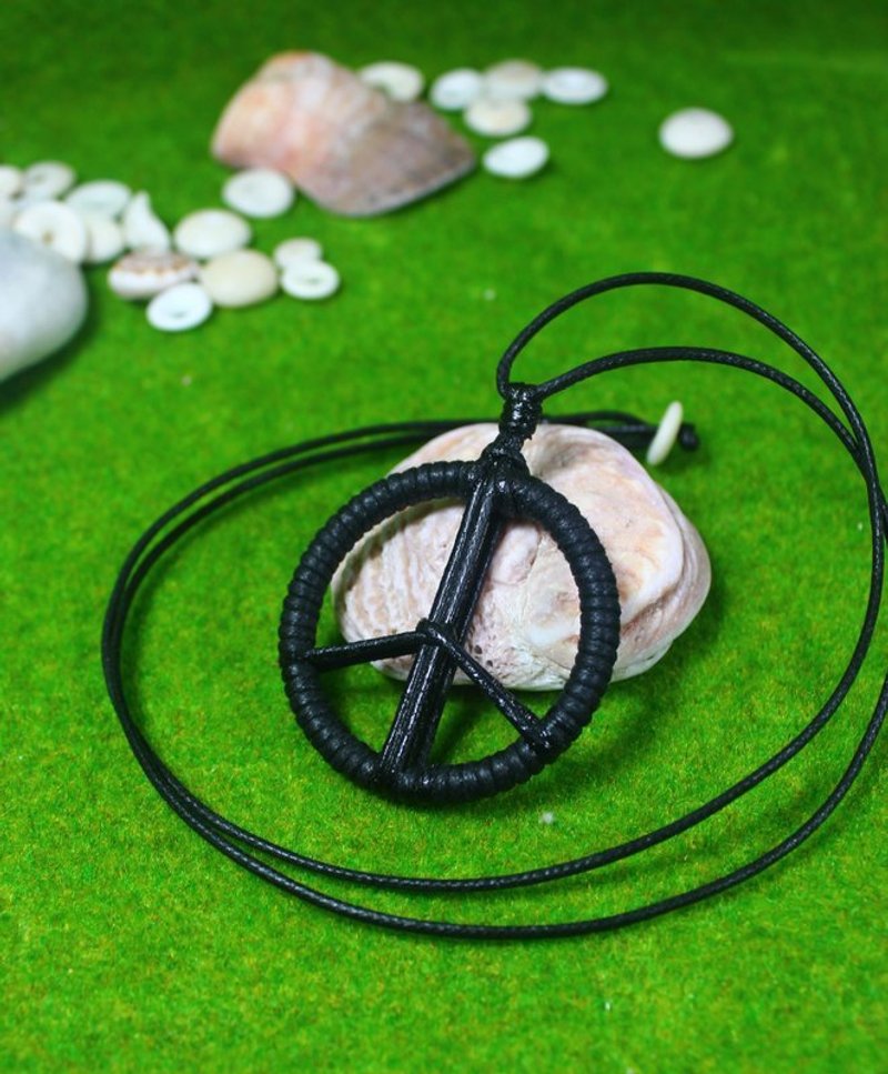 TvT PEACE woven rope necklace knitless models - สร้อยคอ - ผ้าฝ้าย/ผ้าลินิน สีดำ