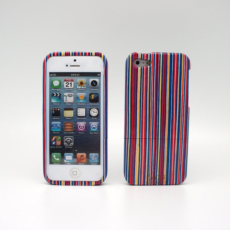 BLR 愛線彩虹 iPhone5 5s 彩色 木殼 染色 環保木材 - 手機殼/手機套 - 木頭 多色