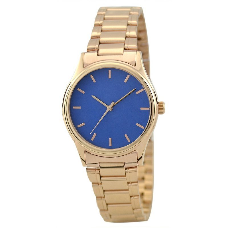 Ladies Rose Gold Blue with metal band - Women's Watches - Other Metals Blue
