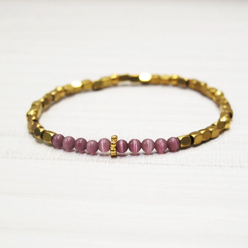 Purple opal brass grape simple gift good luck bracelet - สร้อยข้อมือ - เครื่องเพชรพลอย สีม่วง