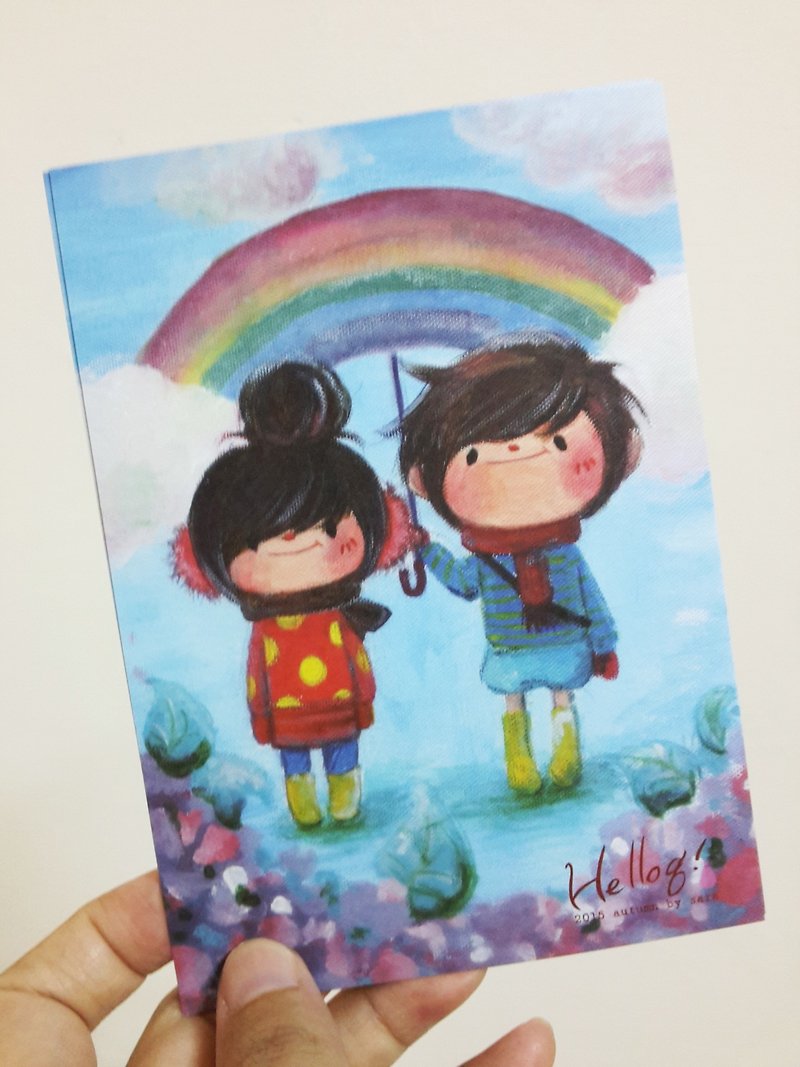 一起撐傘的雨天明信片 - 卡片/明信片 - 紙 藍色