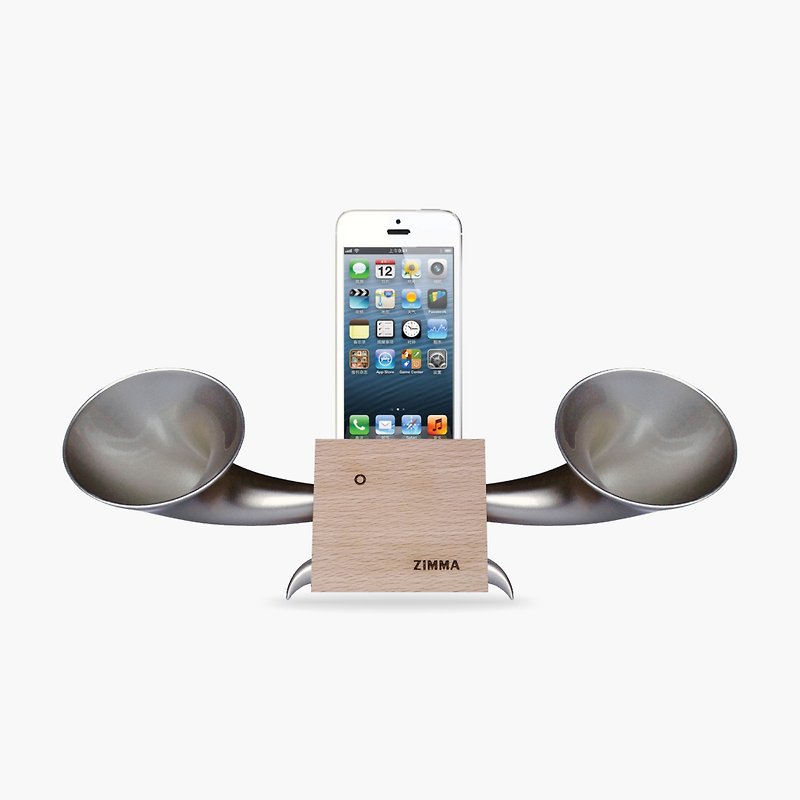 ZIMMA Desk Speaker Stand( For iPhone SE / 5s / 5 / 5c / 4s / 4 / iPod Touch 5  ) - ลำโพง - ไม้ สีกากี