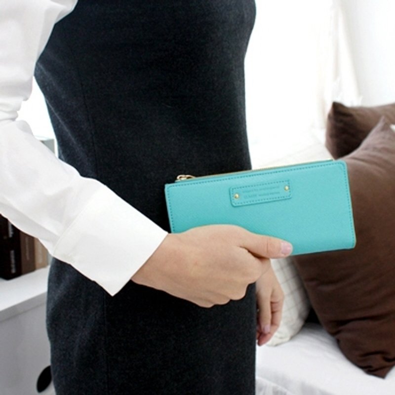 Dessin x Monopoly- classic macarons long wallet - Xingsha blue, MPL28396 - กระเป๋าสตางค์ - หนังแท้ สีน้ำเงิน