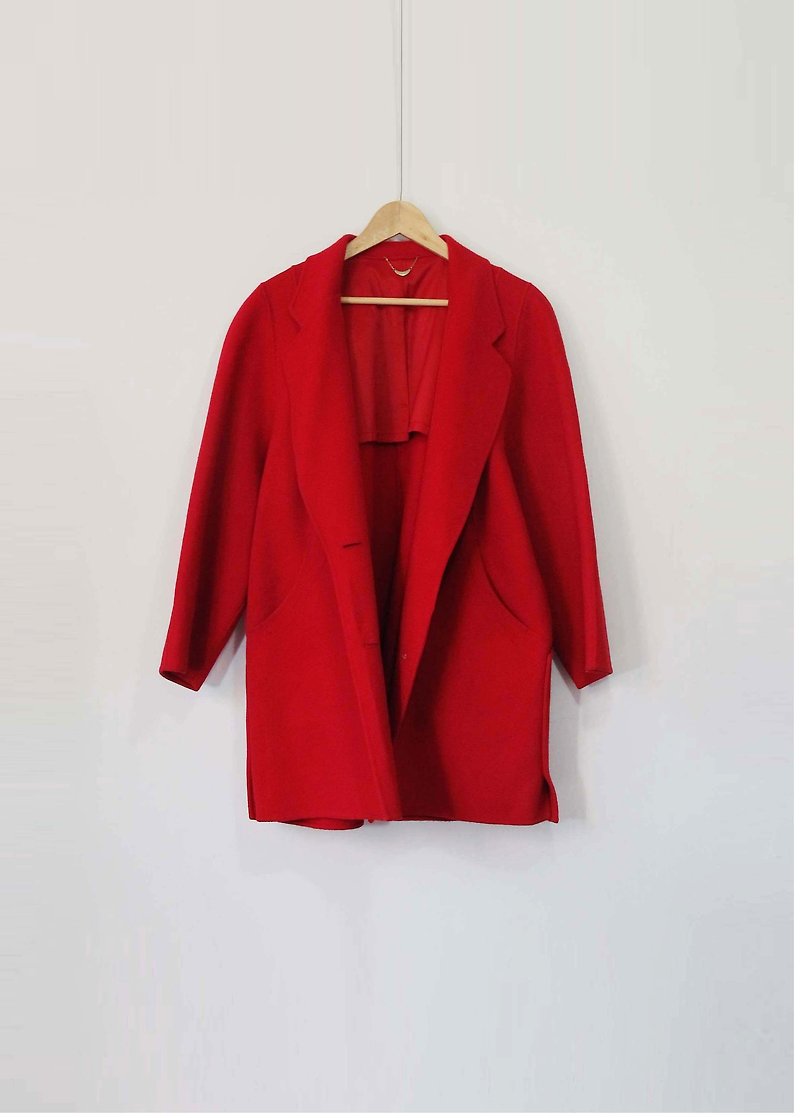 Wahr_red wool coat - เสื้อแจ็คเก็ต - วัสดุอื่นๆ สีแดง