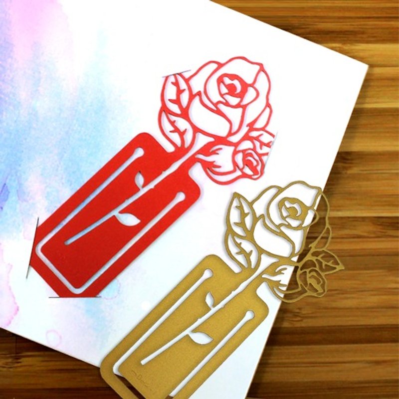 [Desk + 1] Rose Bookmarks (Red + Gold) Double Pack - ที่คั่นหนังสือ - โลหะ หลากหลายสี