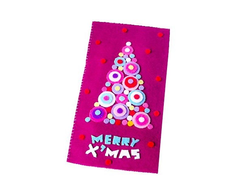 Non-woven handmade cards: circle Christmas tree B (MERRY X'MAS) - การ์ด/โปสการ์ด - วัสดุอื่นๆ สีม่วง