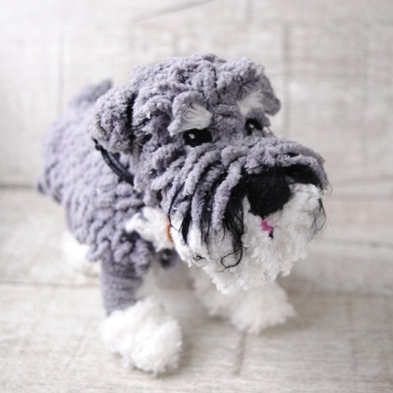 Pets avatar 14 ~ 15cm [feiwa Fei handmade baby doll pet schnauzer] (welcome to build your dog) - Stuffed Dolls & Figurines - Other Materials Gray