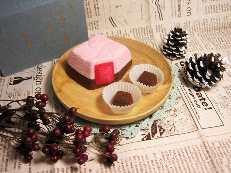 羊毛氈 巧克力-清潔刷組(草莓+原味) - 裝飾/擺設  - 羊毛 咖啡色