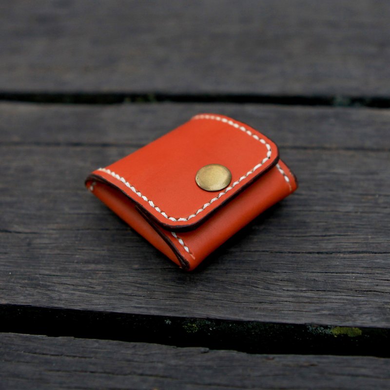 44. Leather hand-made three-dimensional square folding coin purse - Coin Purses - Genuine Leather Brown