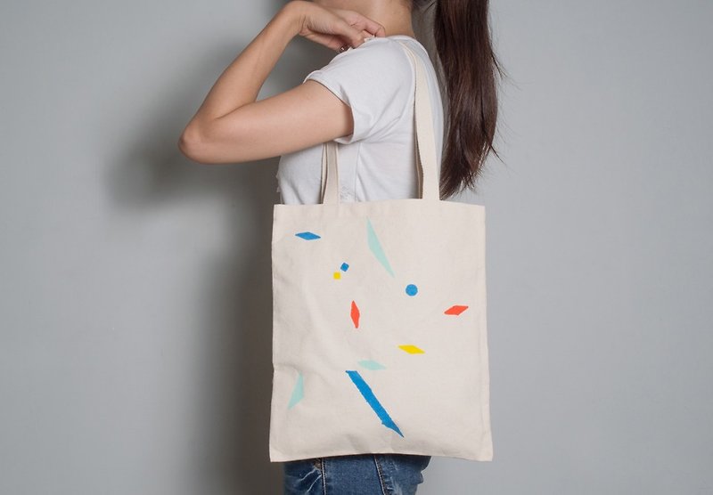 Hand-painted handprint embryo cloth bag [fragments] single-sided pattern portable/shoulder - Messenger Bags & Sling Bags - Cotton & Hemp Multicolor