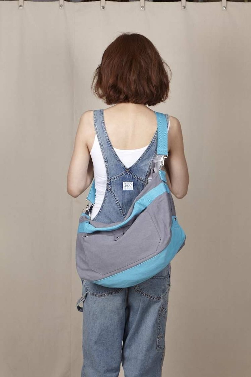 Canvas tote Canvas 2 Bag-Lake Blue/Gray - Messenger Bags & Sling Bags - Other Materials Gray