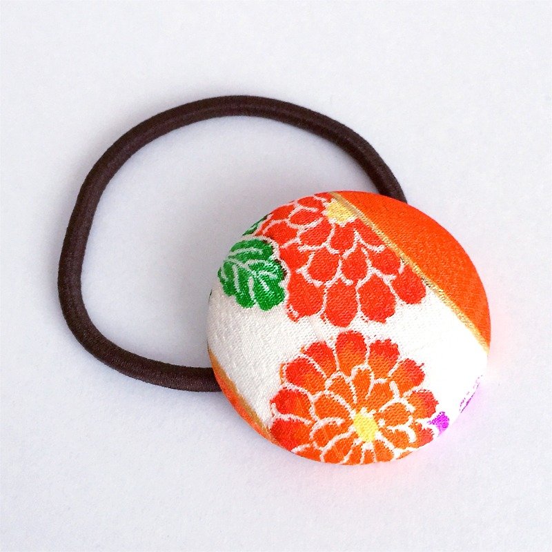 Hair elastic with Japanese Traditional Pattern, Kimono (Large) - Hair Accessories - Other Materials Orange