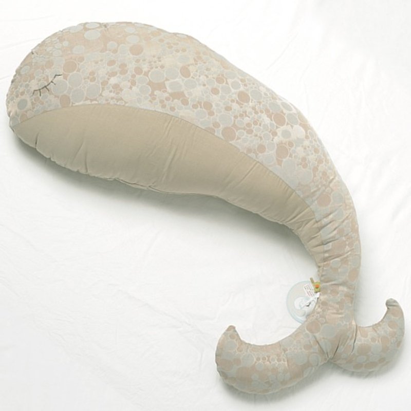 [KAKIBABY] patent natural persimmon dyeing - the bulk of the whale hold pillow (blue circles) - หมอน - ผ้าฝ้าย/ผ้าลินิน สีน้ำเงิน