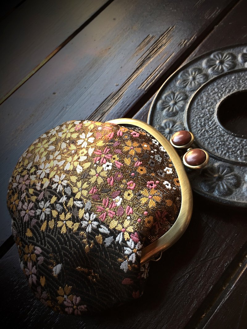 Sakura water frog eye mouth gold package - กระเป๋าสตางค์ - วัสดุอื่นๆ สีนำ้ตาล