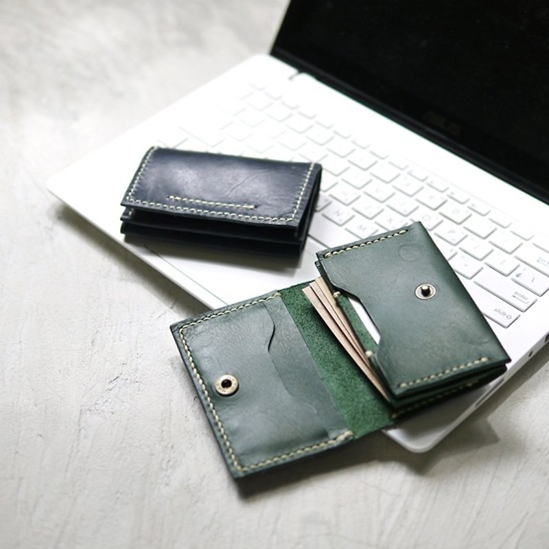 Japanese-style multi-layer leather business card / card holder Made by HANDIIN - ที่เก็บนามบัตร - หนังแท้ 