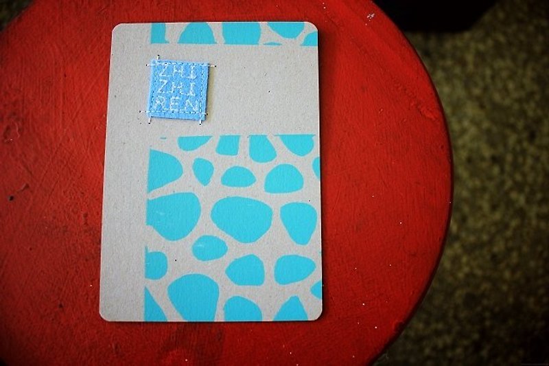 【ZhiZhiRen】老屋系列－老磁磚明信片 (天藍) - 心意卡/卡片 - 紙 藍色
