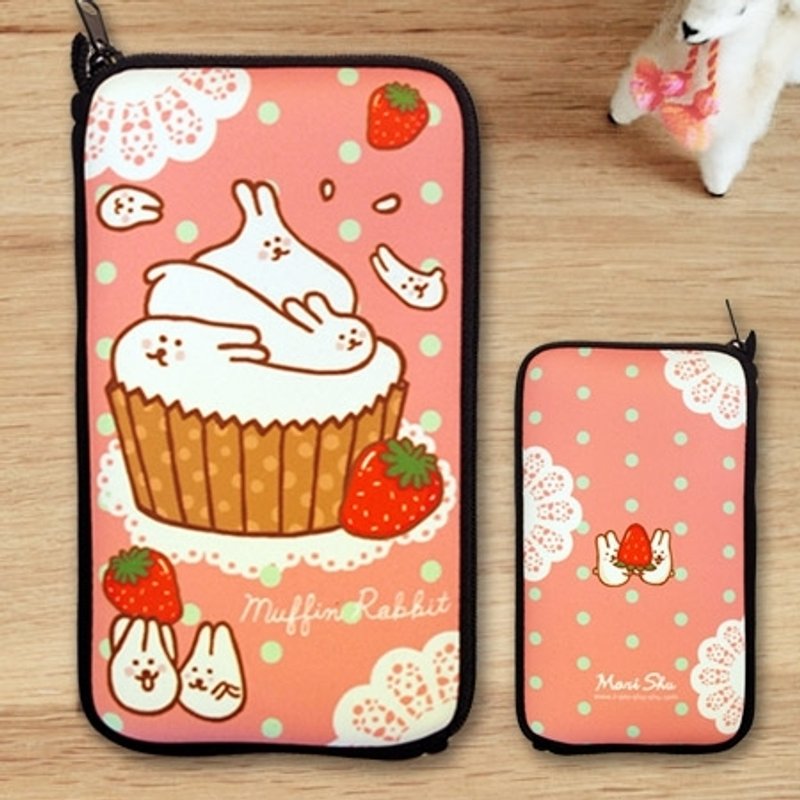 *Mori Shu*diving cloth phone / HDD / camera 3C 000 packets - Muffin cake (included mochi rabbit universal long lanyard) - Phone Cases - Other Materials Multicolor