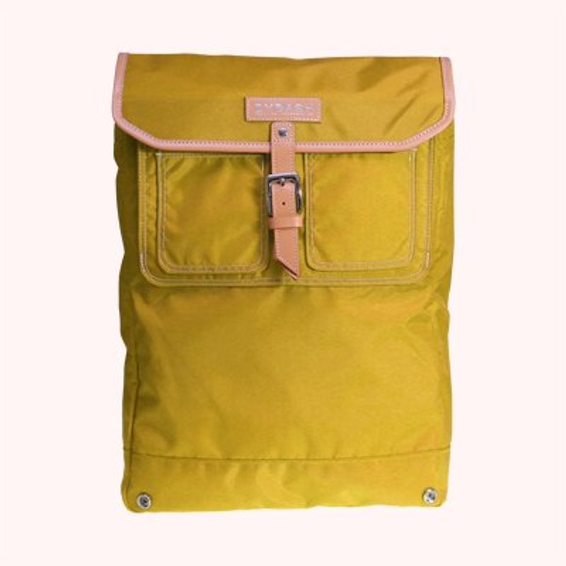 DYDASH x Folding Backpack(Mustard) - กระเป๋าเป้สะพายหลัง - หนังแท้ สีเหลือง