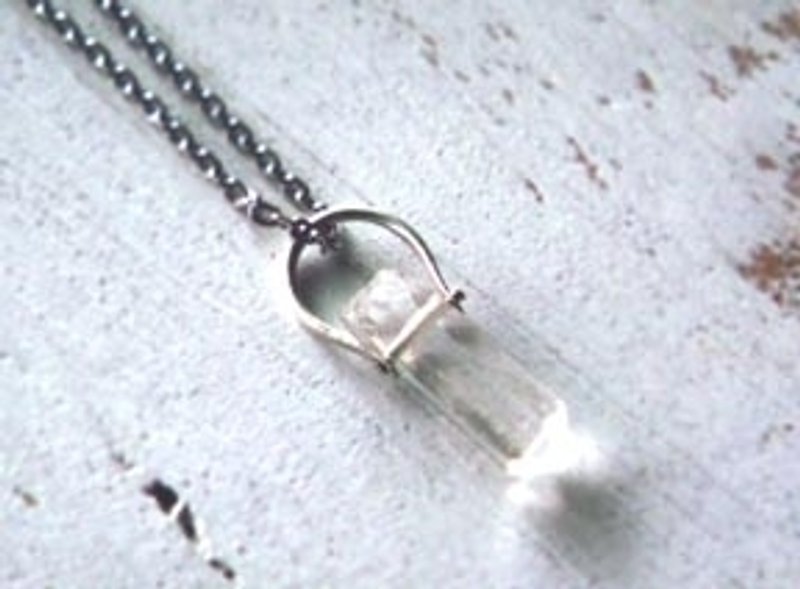 天然寶石(白水晶)純銀項鍊 - 項鍊 - 寶石 白色