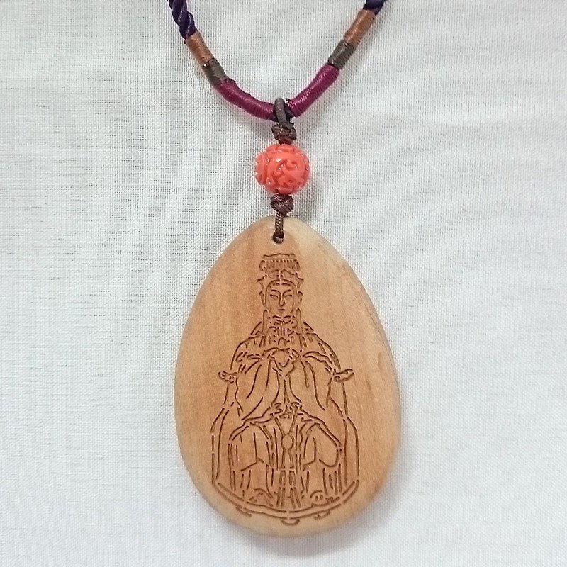 有保佑的禮物 ㊣印度老山檀香木護身項鍊-天上聖母 媽祖娘娘 - 項鍊 - 木頭 紅色