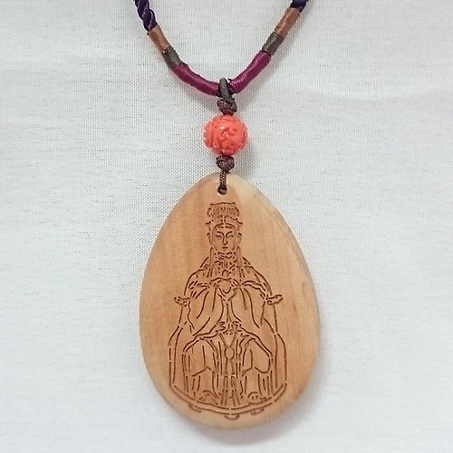 林全美香舖藝品 有保佑的禮物 ㊣印度老山檀香木護身項鍊-天上聖母 媽祖娘娘
