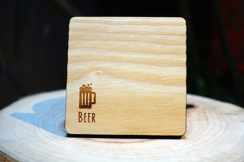 [EyeDesign saw a cup pad design] - "BEER" - ที่รองแก้ว - ไม้ 