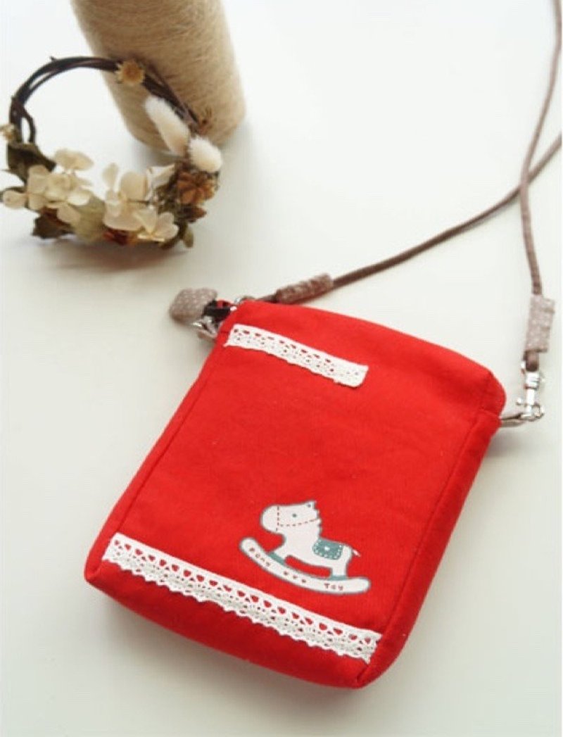 小さな手描きポニー馬のリュックサック/パスポートパッケージ（赤） - ショルダーバッグ - その他の素材 