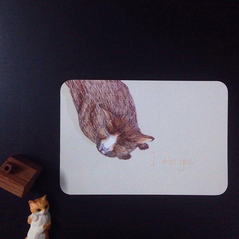 cat postcard - การ์ด/โปสการ์ด - กระดาษ สีกากี
