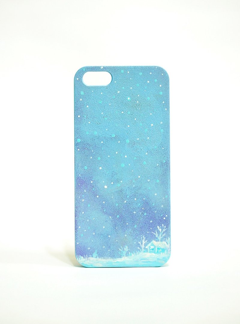 [Snow Night] hand-painted series iPhone custom phone shell - Phone Cases - Plastic Blue