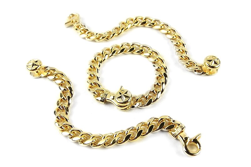 【METALIZE】 Star Buckle Metal Bracelet (Gold) - Bracelets - Other Metals 