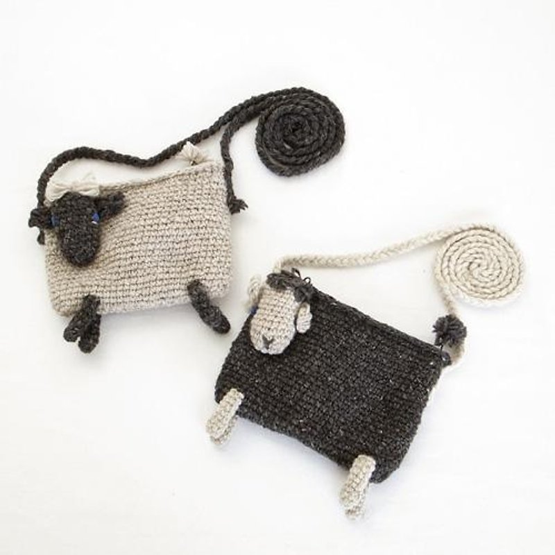 地球樹fair trade&Eco-「羊毛小物系列」- 2015吉祥小物-手編羊毛小羊斜背包(米白色) - 側背包/斜背包 - 其他材質 
