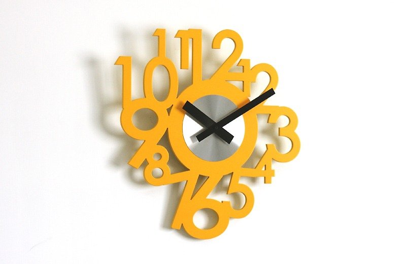 Big Numbers Wooden Wall Clock - นาฬิกา - ไม้ สีเหลือง