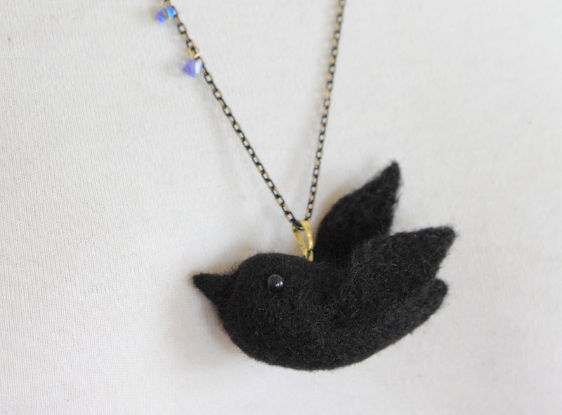 Crow Necklace - Necklaces - Wool Black