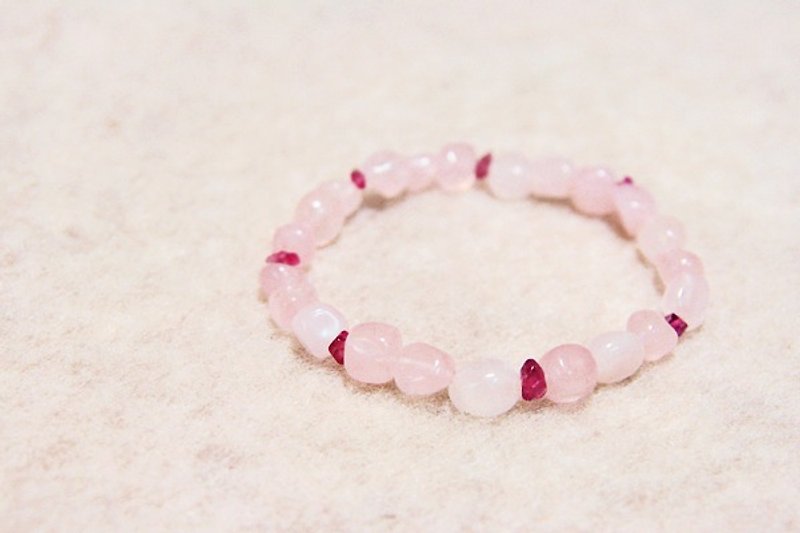 [Ofelia.] Series of natural stone - natural red tourmaline bracelet rose quartz x [J43-Enid] - Bracelets - Gemstone Pink