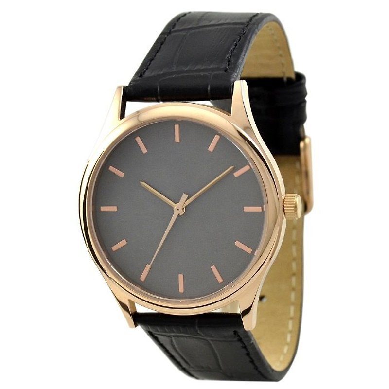 Rose Gold Watch with rose gold indexes in titanium face - นาฬิกาผู้หญิง - โลหะ สีเทา
