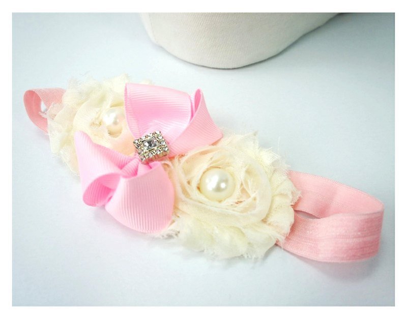 US imports of designer handmade gorgeous temperament princess white ribbon --- paragraph - Hair Accessories - Cotton & Hemp Pink