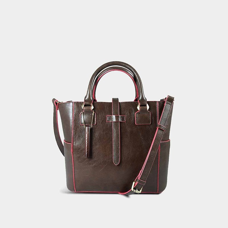 Influxx Baimiao Medium Leather Tote / Double Bag – Paradise Pink - กระเป๋าแมสเซนเจอร์ - หนังแท้ สึชมพู