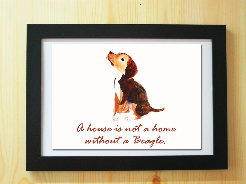 ビーグル子犬水彩画のポスター塗装イラストコピーA4家はビーグルない家庭ではありません。」 - ポスター・絵 - 紙 ホワイト