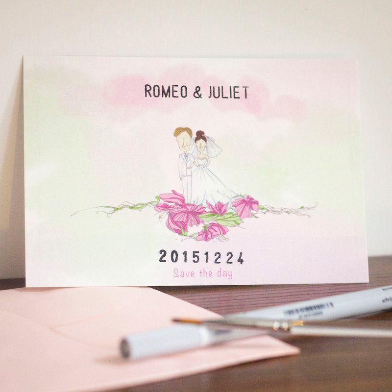 Design illustration wedding card - การ์ด/โปสการ์ด - กระดาษ หลากหลายสี