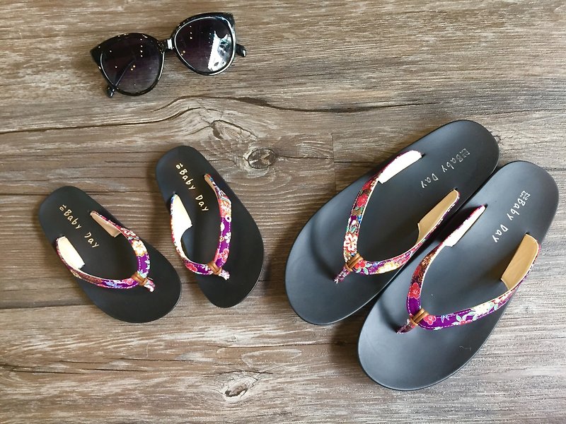 "Baby Day" Flip-flops (Women models) and quiet purple slippers parent-child shoes - Women's Casual Shoes - Other Materials Purple